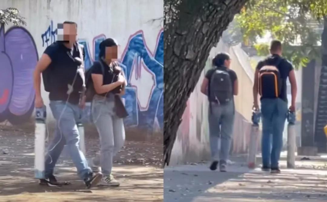 VIRAL: Localizan a pareja que caminaban con sus bebés y tanques de oxígeno