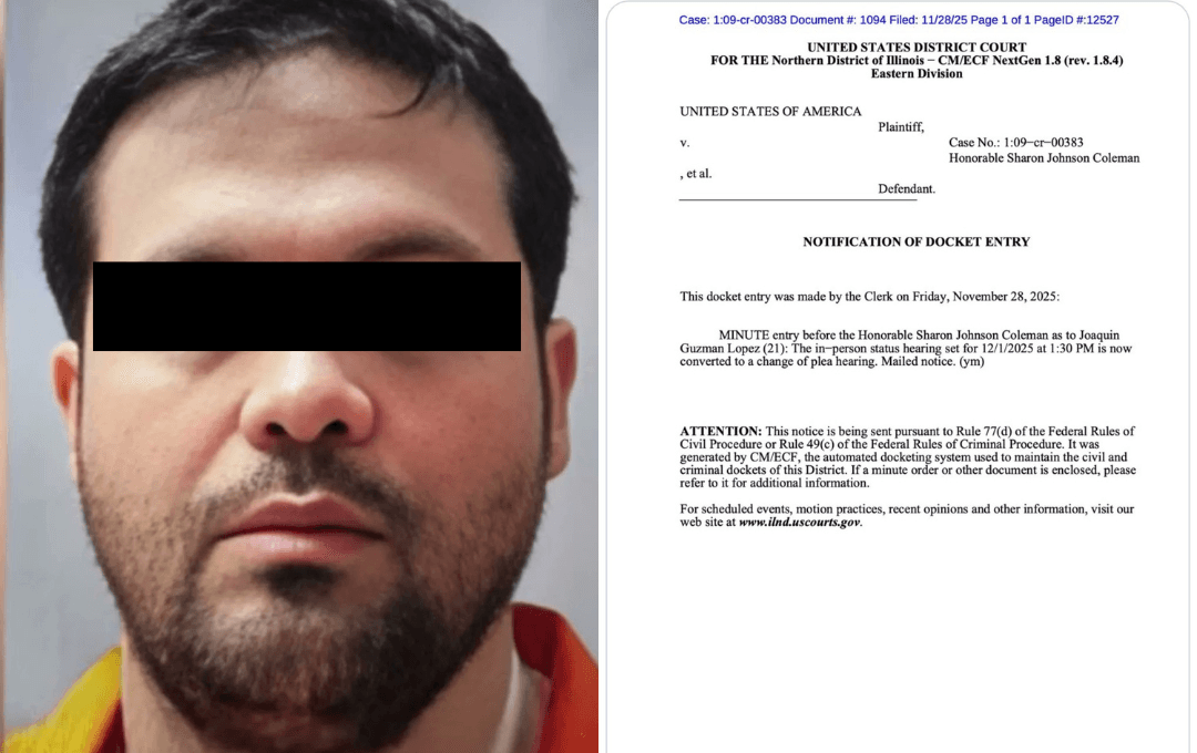 Joaquín Guzmán López se declarará culpable ante la Corte Federal de Chicago