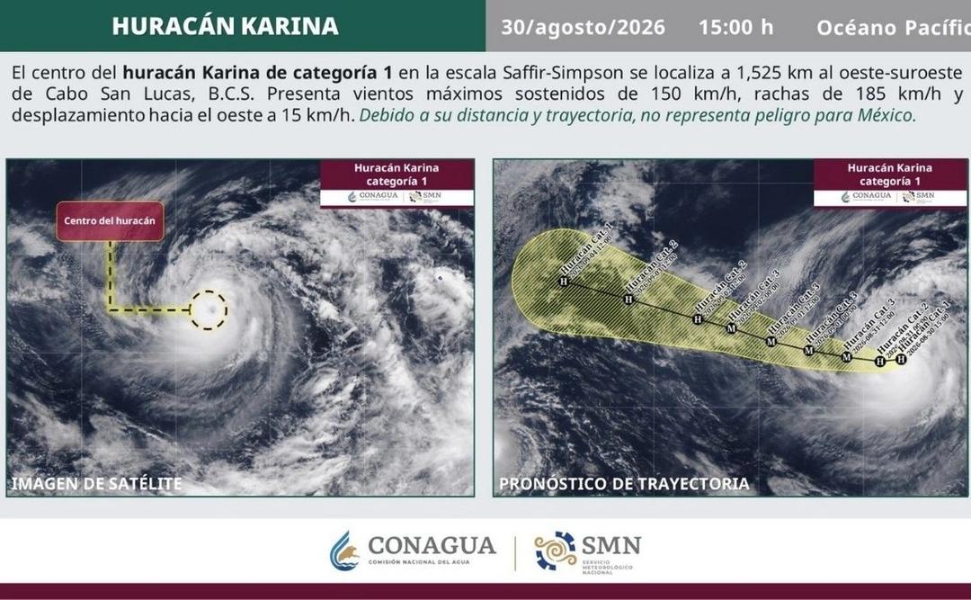 ‘Karina’ se intensifica a categoría 3 en el Oceáno Pacifíco